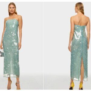 Staud Casey Dress Strapless Sequined Maxi Prom Formal Cocktail Mist Size 2